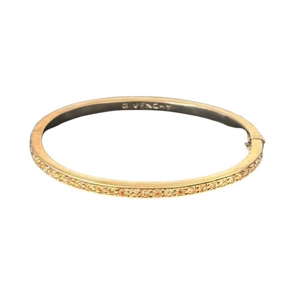 Givenchy gold tone rhinestone bracelet with safety clasp - Picture 1 of 11